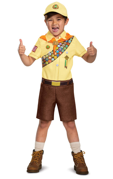 Disguise Russell From Up Costume, Disney Pixar Movie Inspired Character Outfit For Kids, Classic Child Size Small (4-6) Brown (1