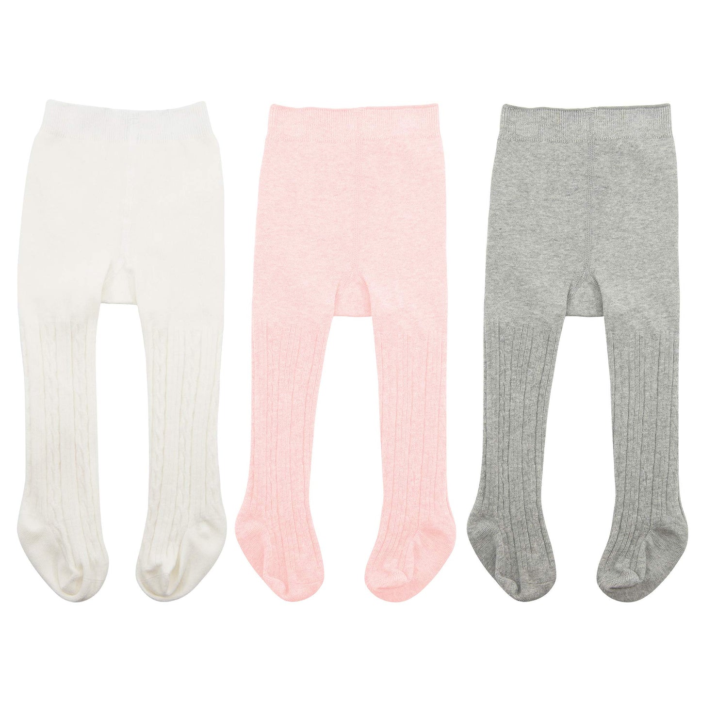 Zando Baby Girls Tights Soft Cable Knit Tight Leggings For Baby Big Girls Toddler Seamless Socks Infant Pants Stockings Ivory Wh