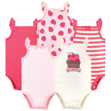 Touched By Nature Baby Boys Organic Cotton Bodysuits And Toddler T Shirt Set, Strawberries 5-Pack, 12-18 Months Us