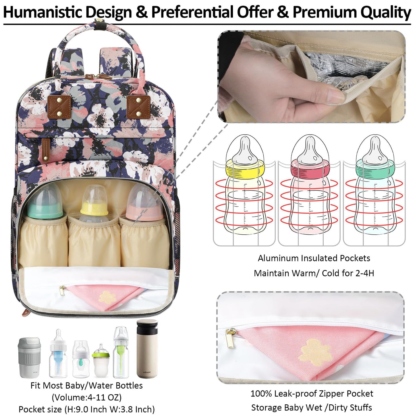 Diaper Bag Backpack Tote For Women Large Capacity, Multifunctional Waterproof Baby Bag With Insulated Pockets For Baby Girl Boy