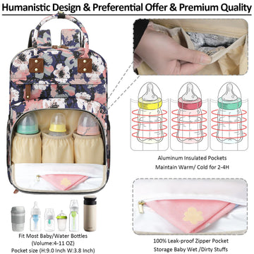 Diaper Bag Backpack Tote For Women Large Capacity, Multifunctional Waterproof Baby Bag With Insulated Pockets For Baby Girl Boy