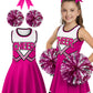 JenPen Cheerleader Costume Cheerleading Outfit Dress Cheer Uniform with Bow Halloween Dress up Gifts(3-5 Years,Rose)