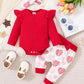 12-Month Valentine'S Outfiys My 1St Valentine'S Day Outfit Toddler Girl Clothes Baby Romper 12 Months Red Headband