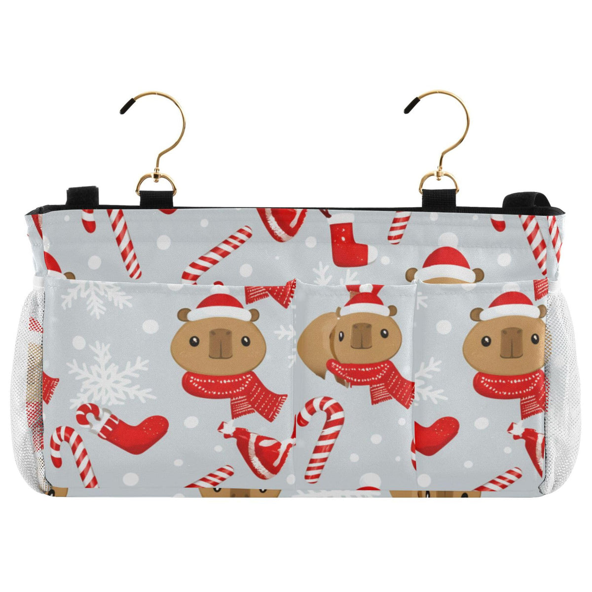 Burbuja Capybaras Wearing Christmas Hats Bedside Caddy Hanging Storage Organizer with 2 Straps and Hooks for Home College Dorm B
