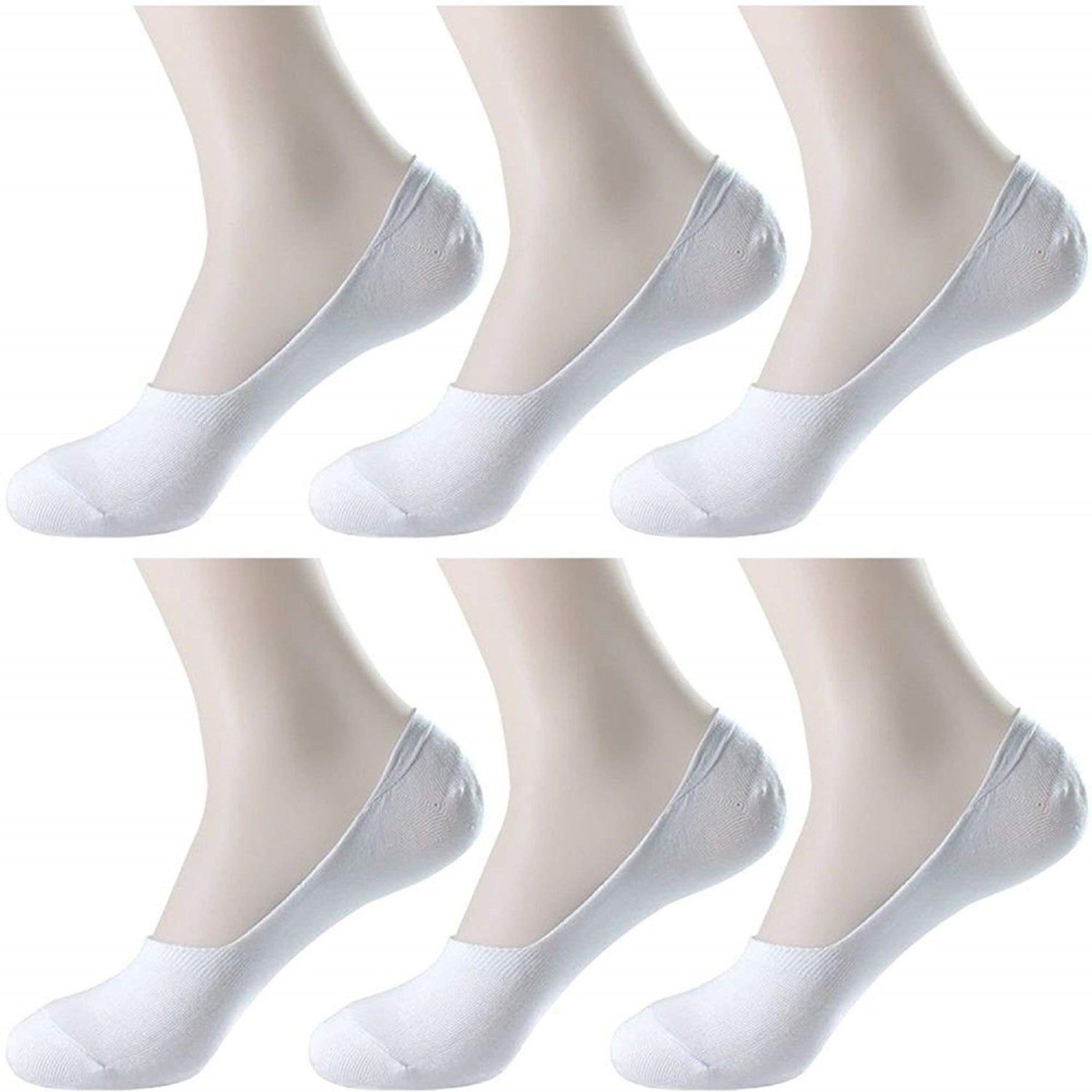 Pinkit MenS & WomenS Cotton No Show Socks With Anti Slip Silicone Grip  Pack Of 6 (White)  Invisible Socks/Loafer Socks