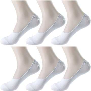 Pinkit MenS & WomenS Cotton No Show Socks With Anti Slip Silicone Grip  Pack Of 6 (White)  Invisible Socks/Loafer Socks