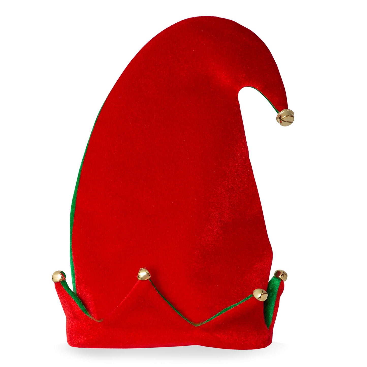 Skeleteen Funny Christmas Elf Hat - Red And Green Jolly Velvet Holiday Elven Novelty Costume Hats With Jingle Bell Designs For K