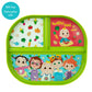 The First Years Cocomelon Toddler Dinnerware Set - Plastic Dinnerware Set And Toddler Utensils - 2 Reversible Baby Plates And 4