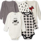 Hudson Baby Unisex Baby Cotton Long-Sleeve Bodysuits Moose 5-Pack, 3-6 Months