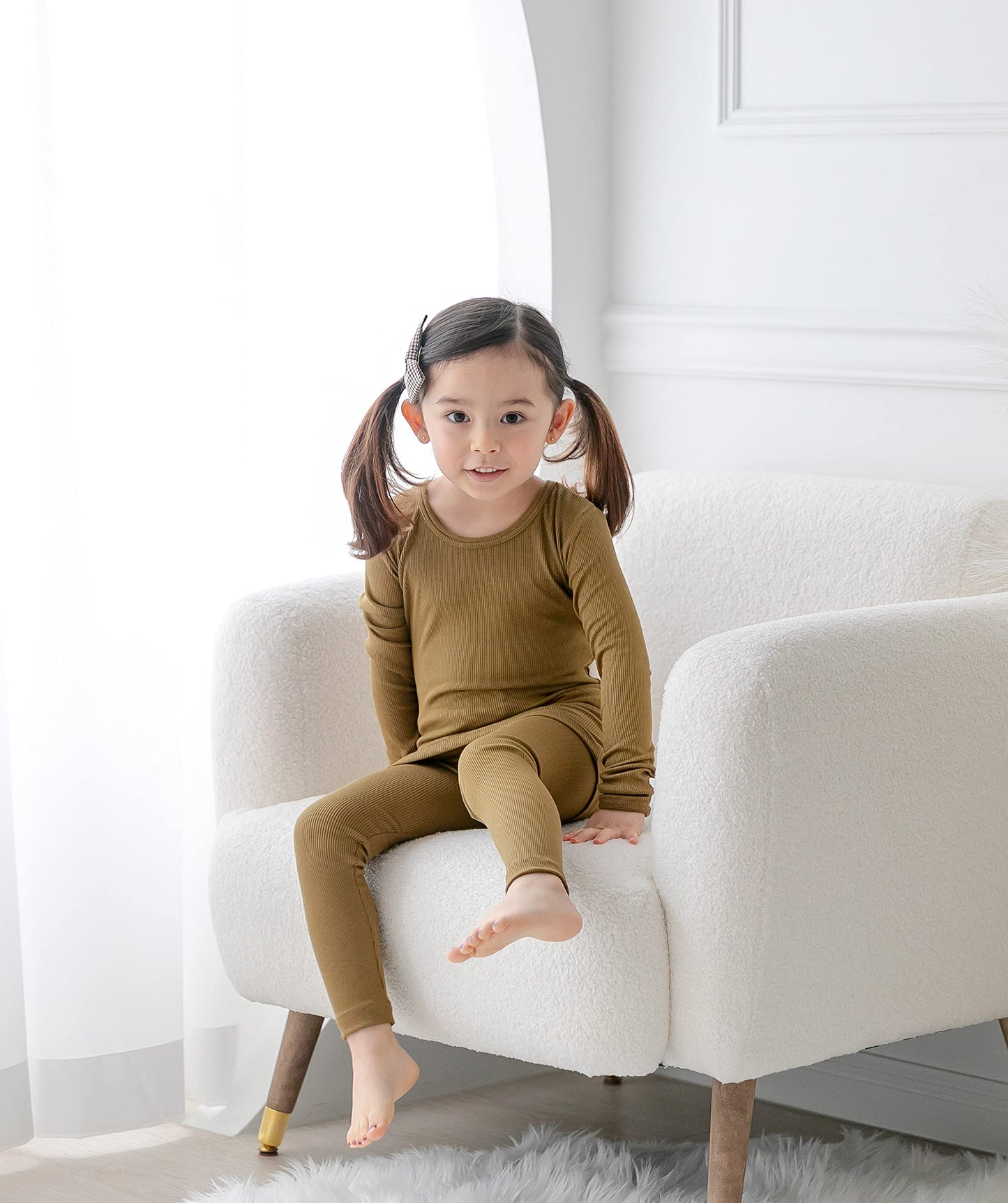 Avauma Baby Boys Girls Pajama Set Kids Toddler Snug Fit Ribbed Sleepwear Pjs For Daily Life Style (Xl/Olive(L))