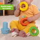 Bright Starts Treat Tower Stacking Toy with Teether in Cupcake and Donut Shapes, Develop Fine Motor Skills, Unisex, 6 Months+