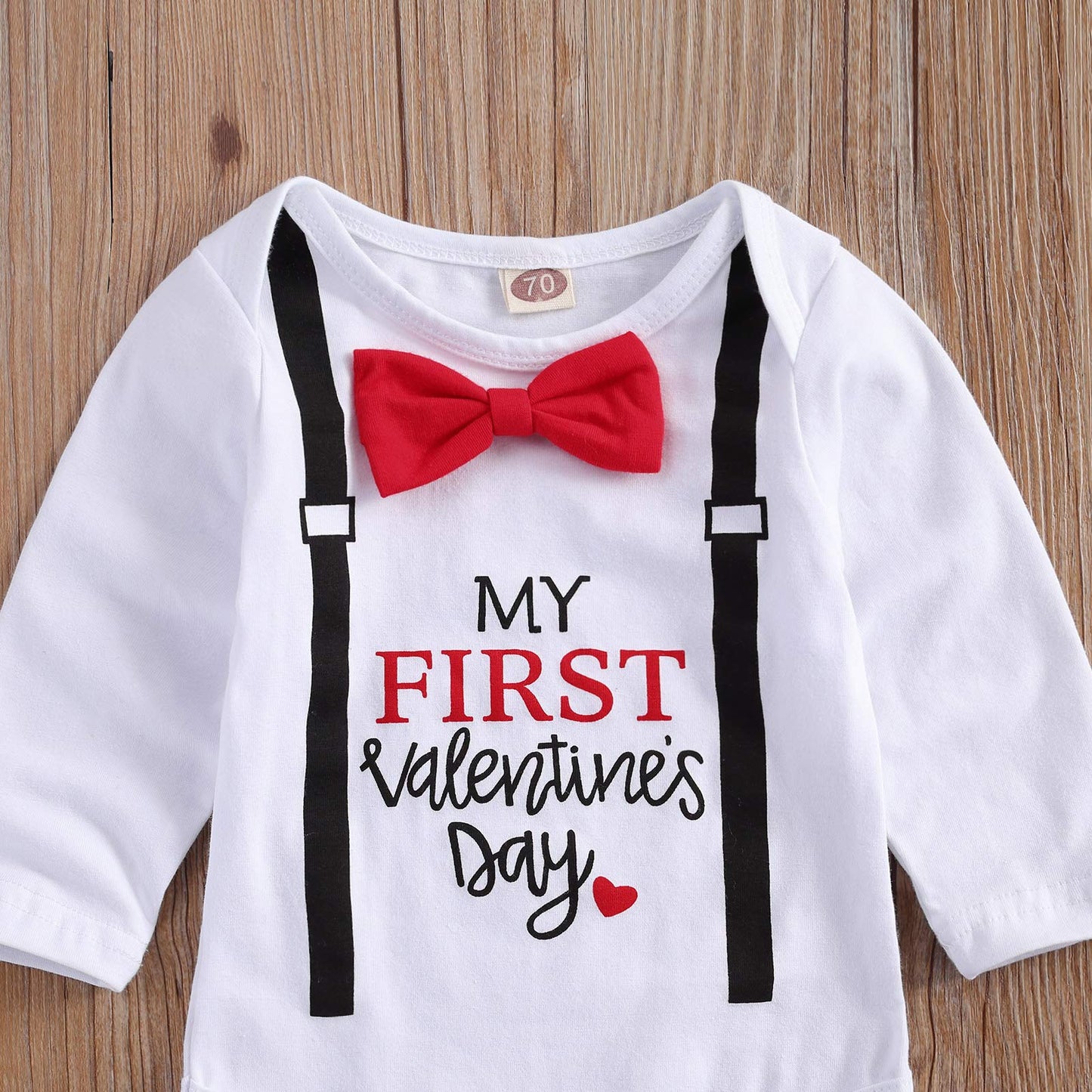 Kuriozud Baby Boy My First Valentine'S Day Outfits Long Sleeve Romper Bodysuit Top Pants Hat 3 Piece Clothes Set (Valentine'S Da