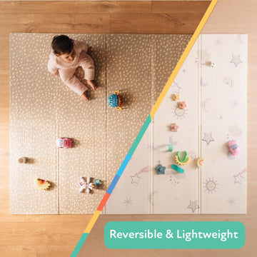 Nuby Reversible Baby Floor Mat - Foldable And Lightweight Baby Play Mat For Floor - Easy Storage And Travel - Stars And Sky