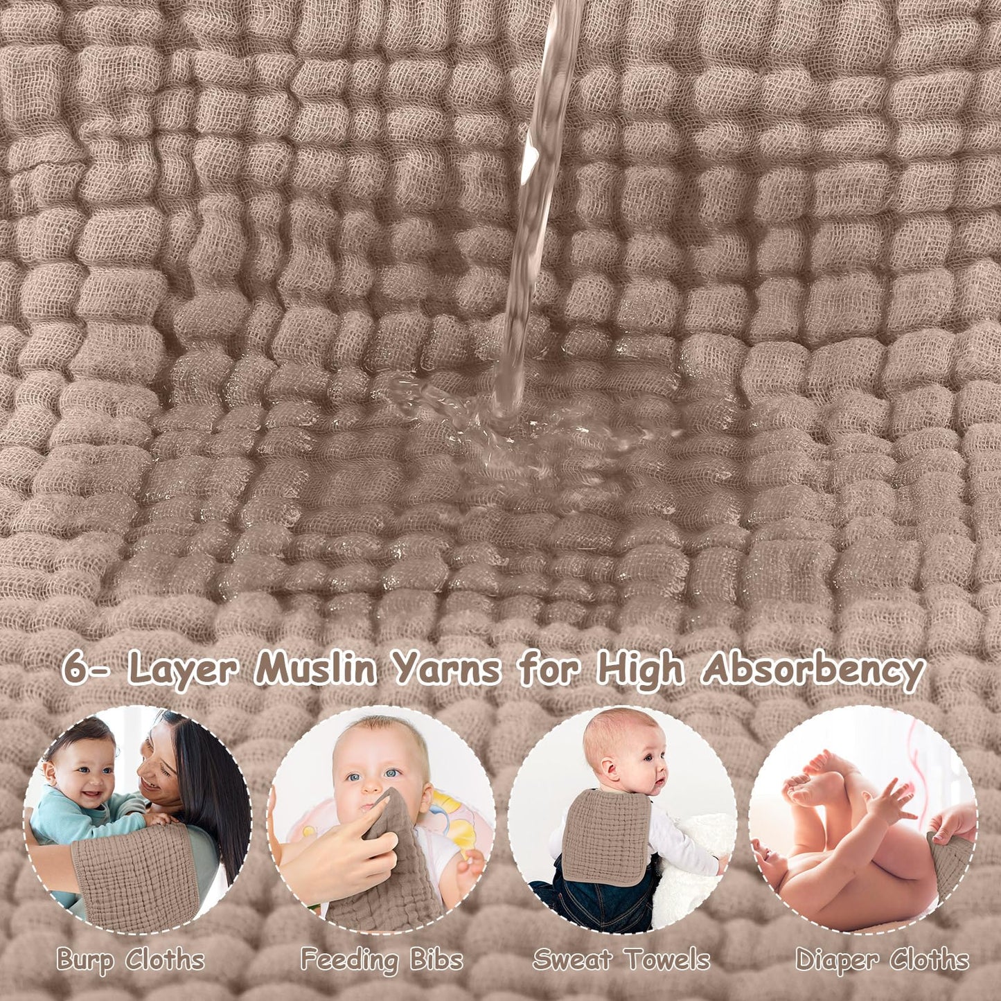 Looxii Muslin Burp Cloths 100% Cotton Muslin Cloths Large 20''X10'' Extra Soft And Absorbent 6 Pack Baby Burping Cloth For Boys