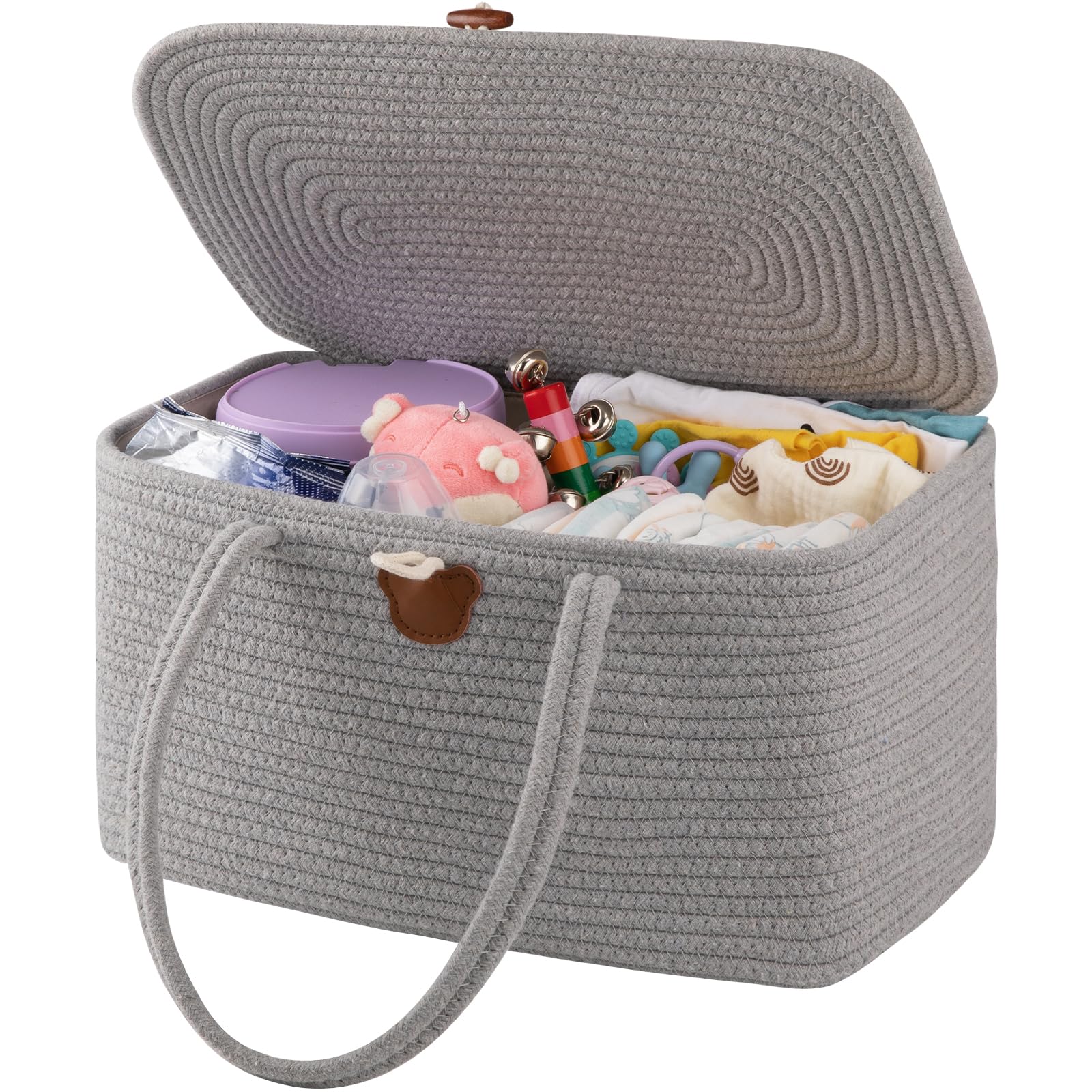 Oiahomy Large Diaper Caddy Organizer For Baby, Portable Baby Basket With Handles, Baby Gift Basket For Newborn, Diaper Storage O