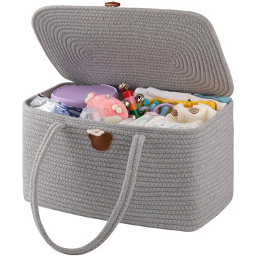 Oiahomy Large Diaper Caddy Organizer For Baby, Portable Baby Basket With Handles, Baby Gift Basket For Newborn, Diaper Storage O