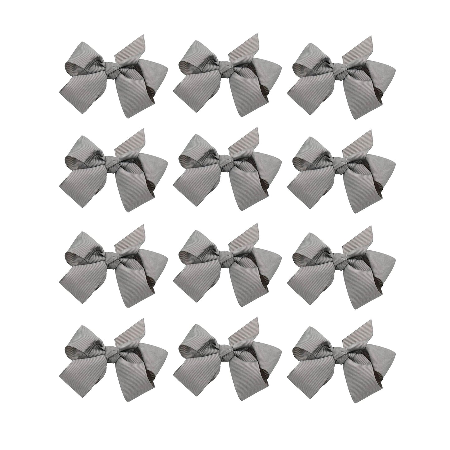 Small Solid Bow for Girls - Set of 12 (Medium Grey)