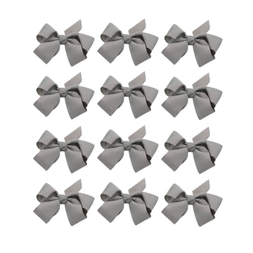 Small Solid Bow for Girls - Set of 12 (Medium Grey)