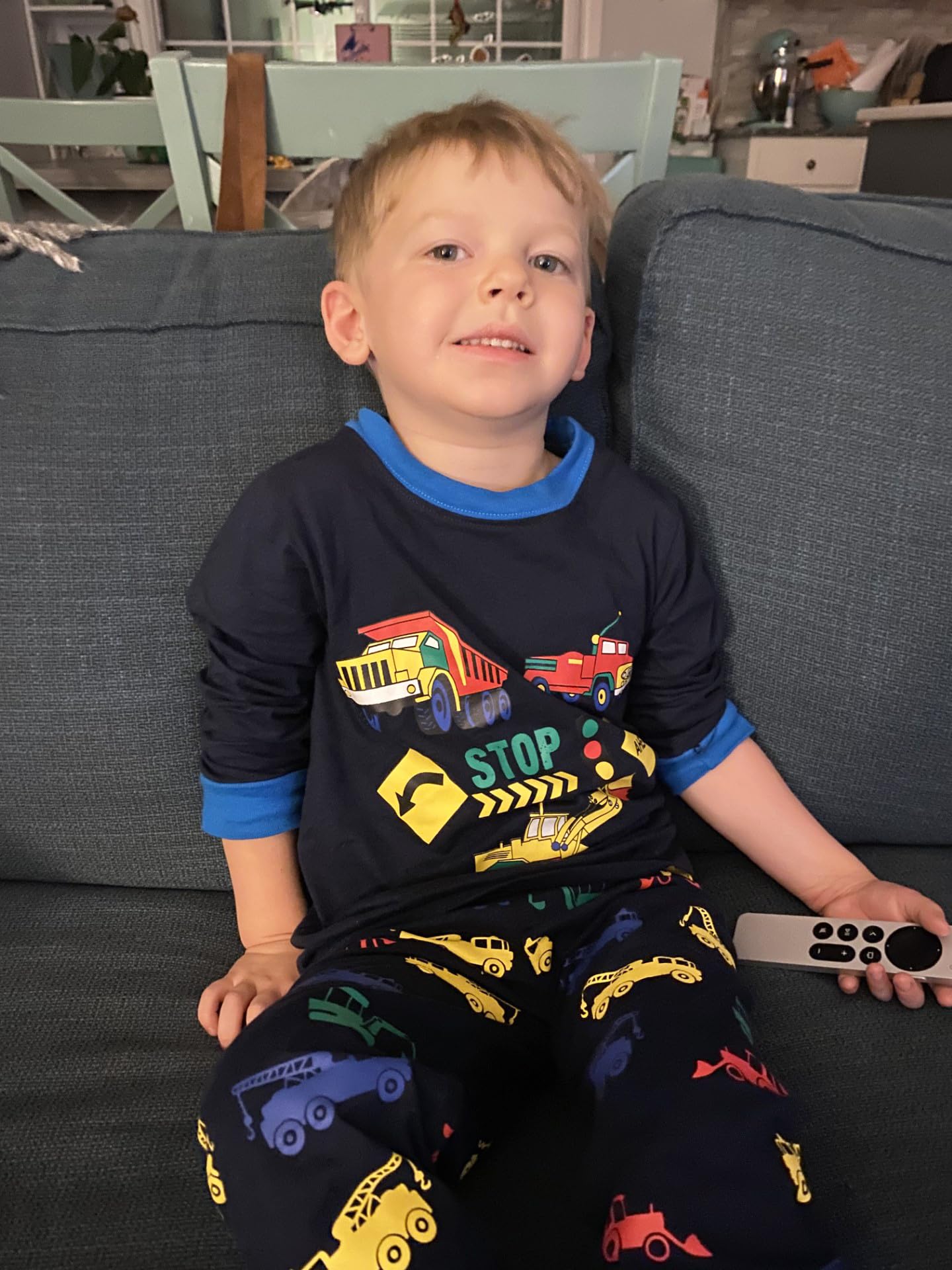 Boys Pajamas Truck Long Sleeve Cotton Pjs Toddler Excavator Clothes Set Winter Sleepwear 2 Piece Kids Construction Pj 5T