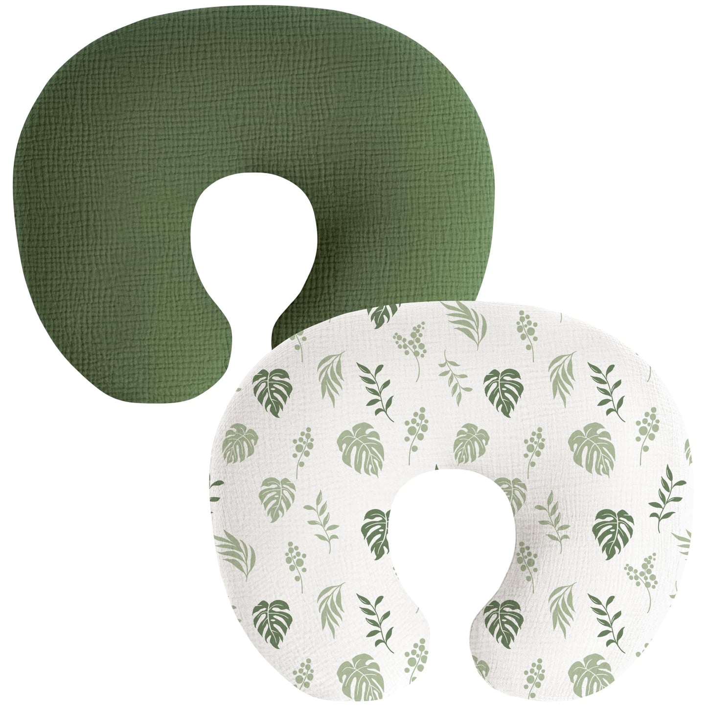 Coreeky Muslin Nursing Pillow Covers, 2 Pack, Soft & Adorable Slipcovers with Zipper Closure, 100% Cotton Covers for Breastfeedi