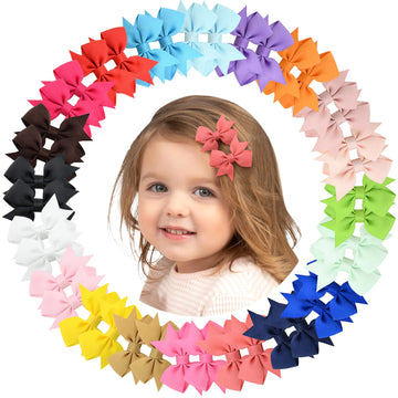 40Pcs 2 Inch Baby Hair Bows Clips For Girls Grosgrain Ribbon Fully Lined Infant Hair Clips Accessories For Baby Girls Newborns T