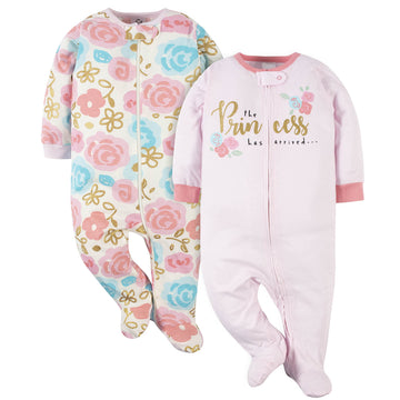 Gerber Baby Girls 2-Pack Sleep 'N Play Princess Pink 3-6 Months