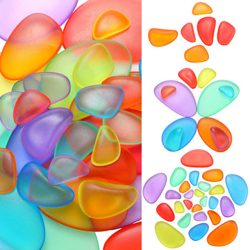 Simgoing 144 Pcs Rainbow Stacking Stones Colorful Pebbles Sorting and Stacking Stones Light Table Accessories Manipulatives Educ