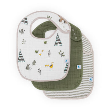 Little Unicorn Premium Classic Bib 3 Pack | Adjustable As Baby Grows | Soft Fabric On Skin | Great For First Time Eaters (Forest