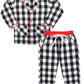 SHOPmOZO Unisex Pure Cotton Checkered Night Suit for Boys and Girls Pyjama Top Combo Set (SM00247UNISEXSWPT_56Y) Black White