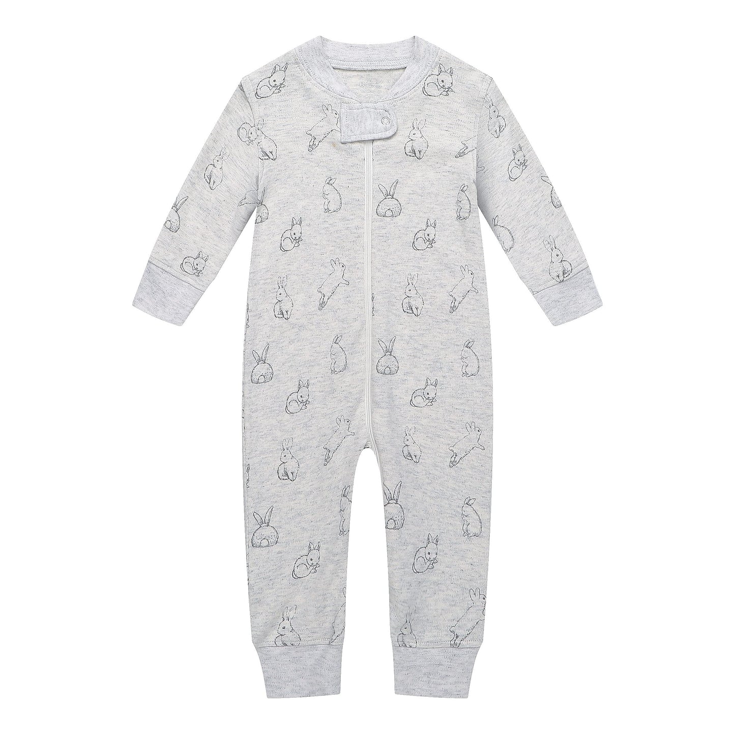 Owlivia Organic Cotton Baby Boy Girl Zip Up Sleep N Play, Footless, Long Sleeve(0-3 Months, Gray Rabbit)