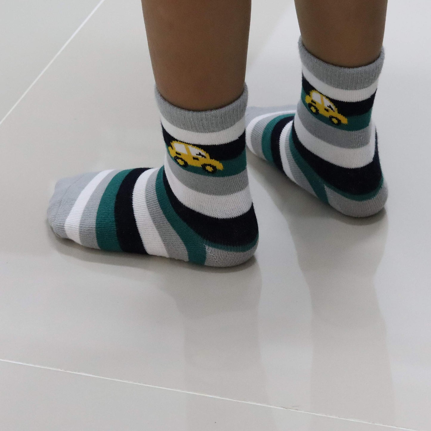 RATIVE Non Skid Anti Slip Cotton Crew Baby Babies Toddler Toddlers Socks for Boy Boys 2T 3T 2T-3T 12-24 12-18 Months With Grip G