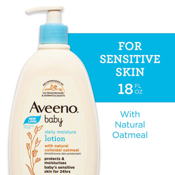 Aveeno Baby Daily Moisture Body Lotion For Sensitive Skin, Hypoallergenic Moisturizing Baby Lotion With Nourishing Oat To Deeply