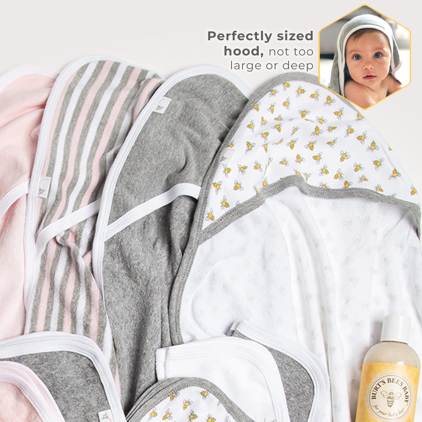 Burt'S Bees Baby - Hooded Towels, Absorbent Knit Terry, Super Soft Single Ply, 100% Organic Cotton