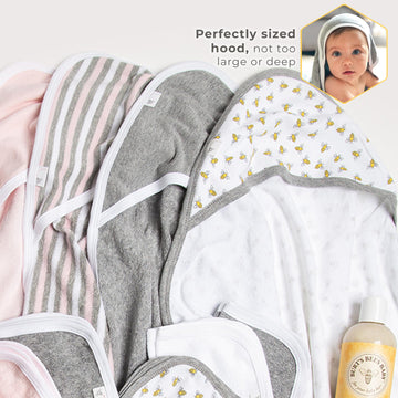 Burt'S Bees Baby - Hooded Towels, Absorbent Knit Terry, Super Soft Single Ply, 100% Organic Cotton