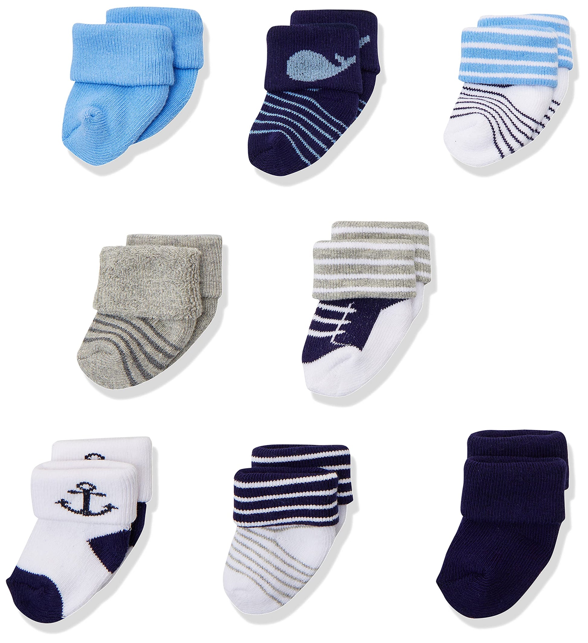 Luvable Friends Unisex Baby Newborn And Baby Terry Socks, Whale, 6-12 Months