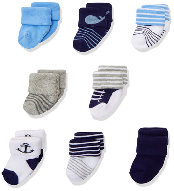 Luvable Friends Unisex Baby Newborn And Baby Terry Socks, Whale, 6-12 Months