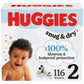 Huggies Size 2 Diapers, Snug & Dry Baby Diapers, Size 2 (12-18 Lbs), 116 Count, Packaging May Vary