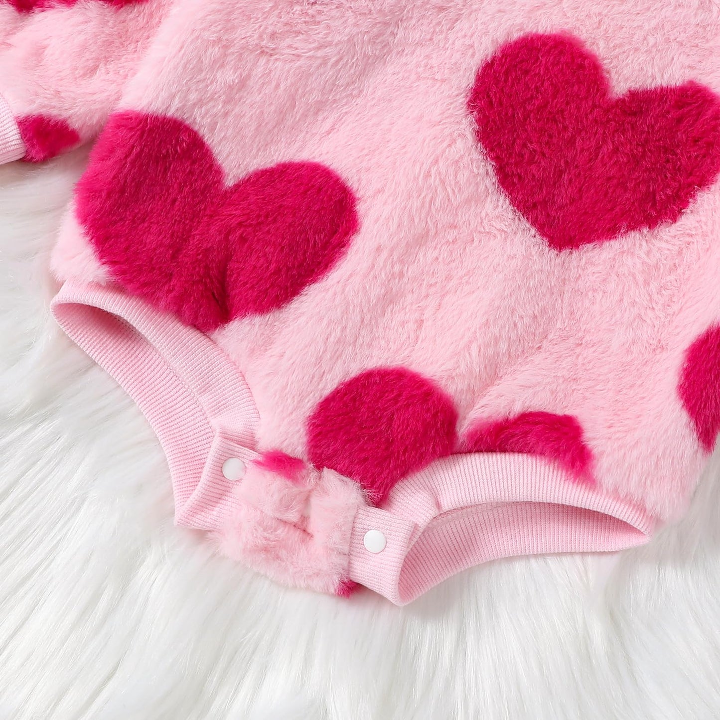 Socutebabe Valentines Day Baby Girl Outfit Cute Heart Sweatshirts Bubble Romper Onesie Long Sleeve Toddler Clothes (Fuzzy Heart