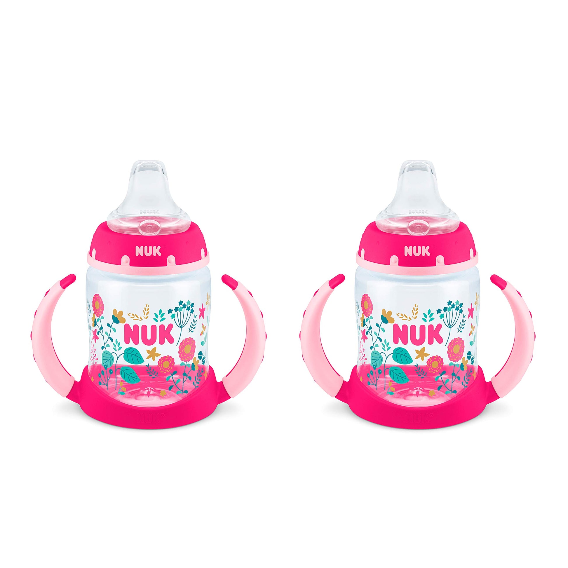 Nuk Learner Cup, 5Oz, 2-Pack, Flowers - Bpa Free, Spill Proof Sippy Cup