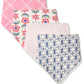 Touched By Nature Unisex Baby Organic Cotton Bandana Bibs, Flower, One Size