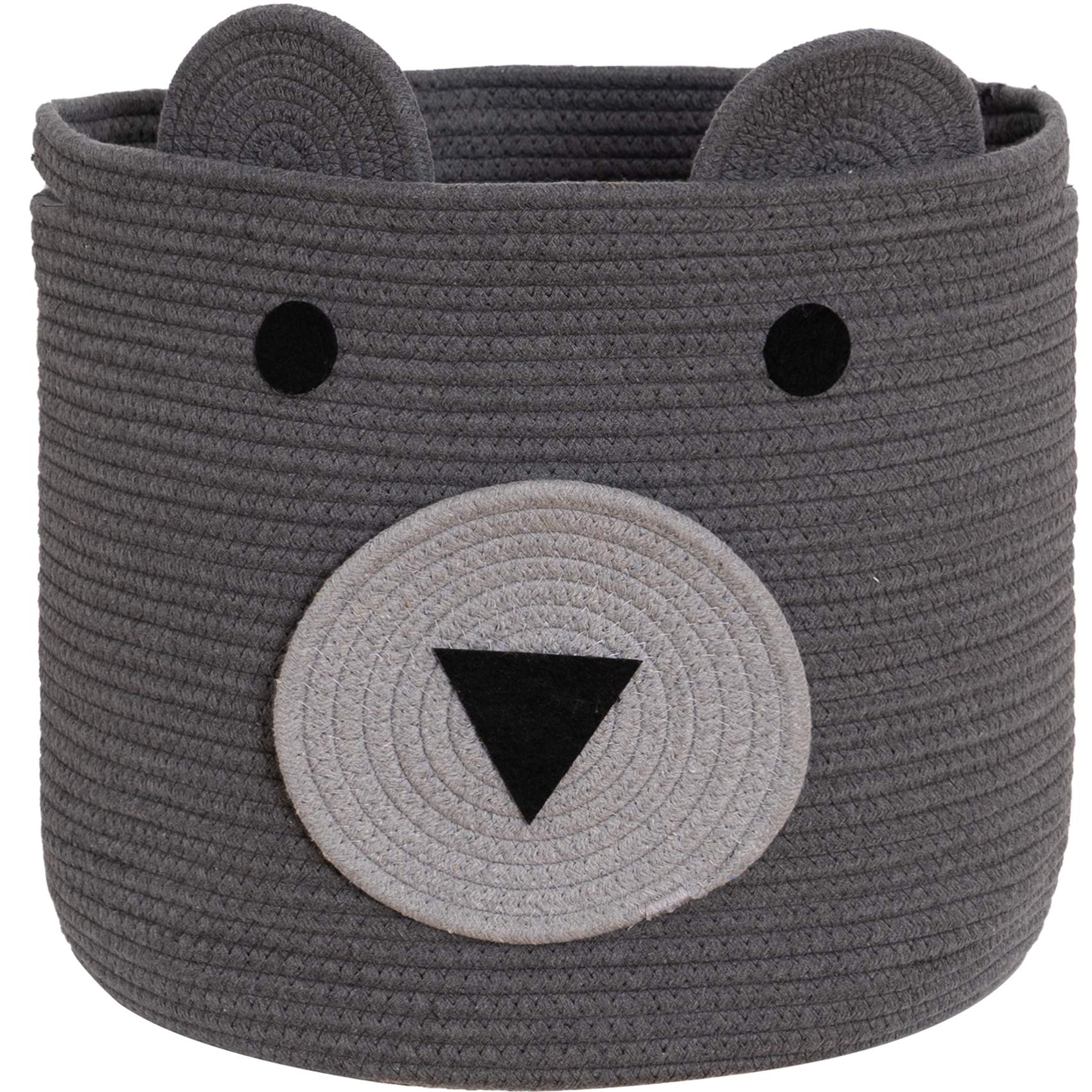 Vk Vkliving Cotton Rope Bear Animal Basket Foldable Large Woven Storage Basket Baby Nursery Cute Laundry Hamper For Toys,Blanket