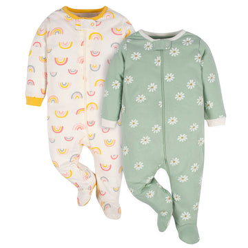 Gerber Baby Girls 2-Pack Sleep 'N Play Gold 0-3 Months