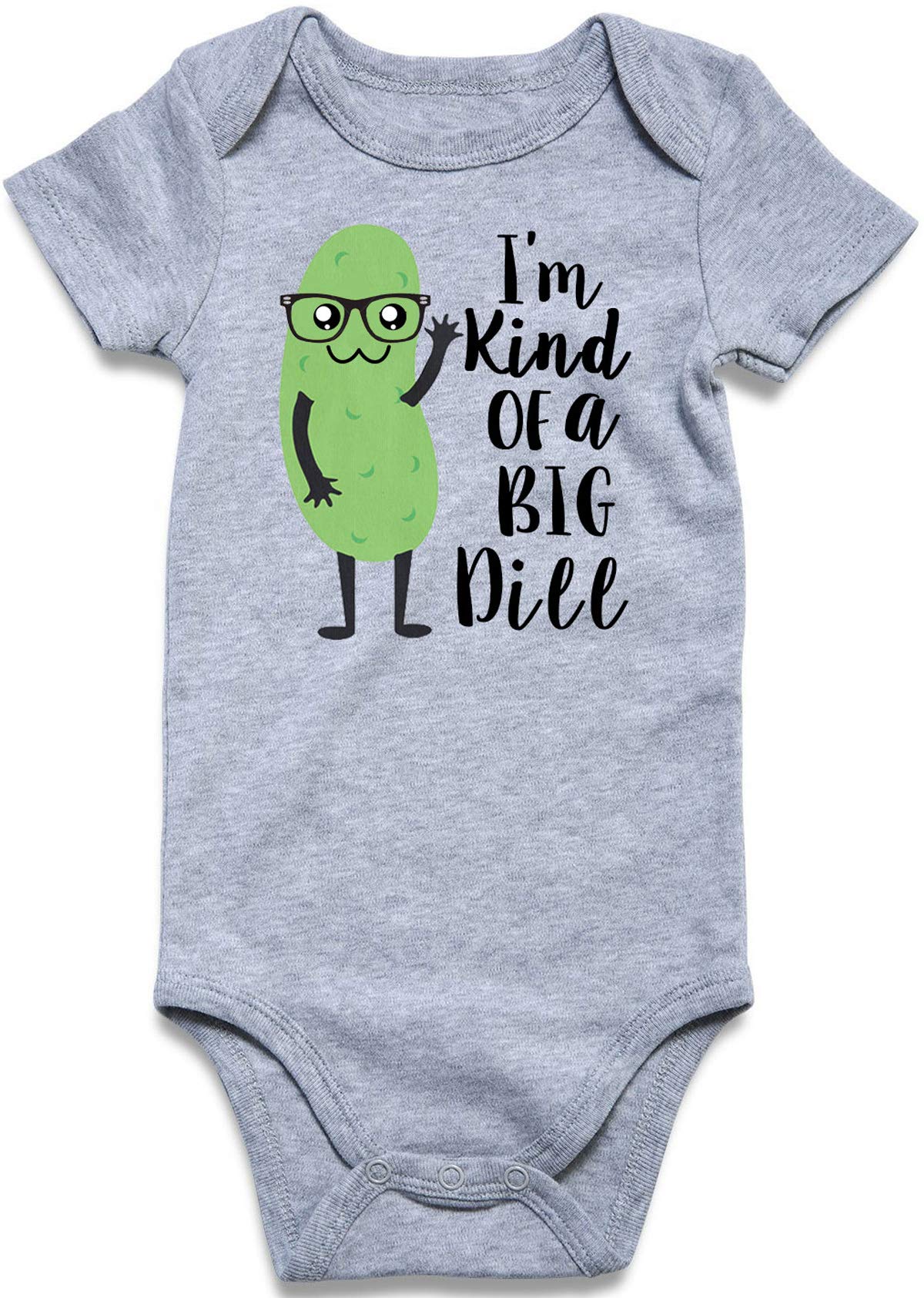 Unicomidea Newborn Boys Cotton Clothes Short Sleeves Baby Rompers I'M Kind Of A Big Dill Bodysuit 0-3 Months Clothes Bodysuit