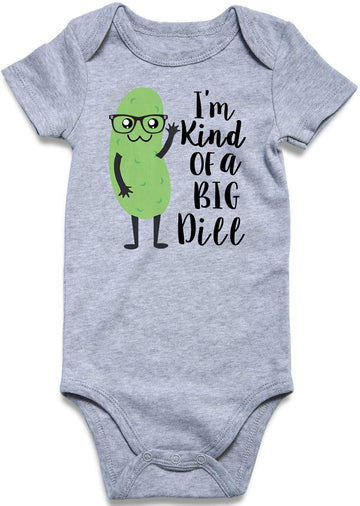 Unicomidea Newborn Boys Cotton Clothes Short Sleeves Baby Rompers I'M Kind Of A Big Dill Bodysuit 0-3 Months Clothes Bodysuit