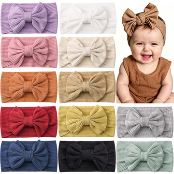 ALinmo 12PCS Baby Nylon Headbands Hairbands Hair Bow Elastics for Baby Girls Newborn Infant Toddlers Kids Mix Color