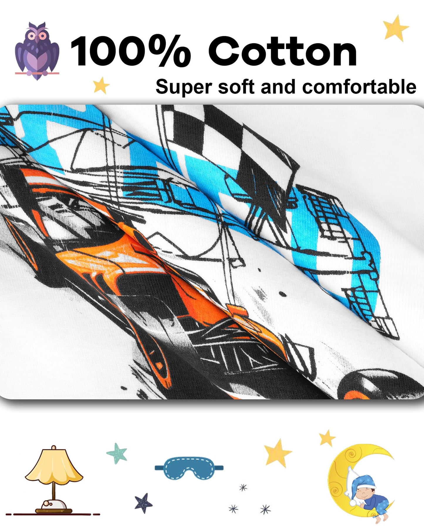 Daughter Queen Boys Pajamas 18-24 Months Summer Pjs Cars Pj Sets Baby Toddler 100% Cotton Short Sleeve Jammies Fast Car Sleepwea