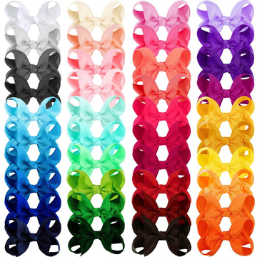 Oaoleer 40 Colors 3 Inch Hair Bows Clips Grosgrain Ribbon Bows Hair Alligator Clips Hair Barrettes Hair Accessories For Girls To