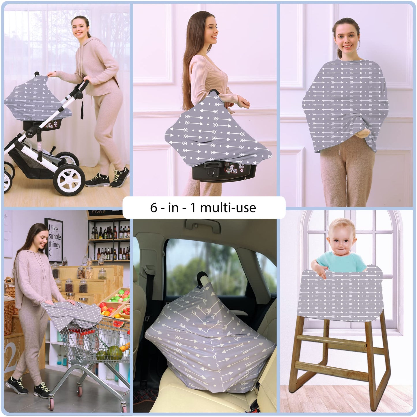 Car Seat Covers For Babies - Multi- Use Nursing Carseat Canopy, Breastfeeding Covers, Baby Shower Gifts For Boys And Girls (Dot