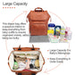 Hahasole Leather Diaper Bag Backpack With Changing Mat Travel Backpack Waterproof&Insulated Large Nappy Bag Stroller Straps, Bro