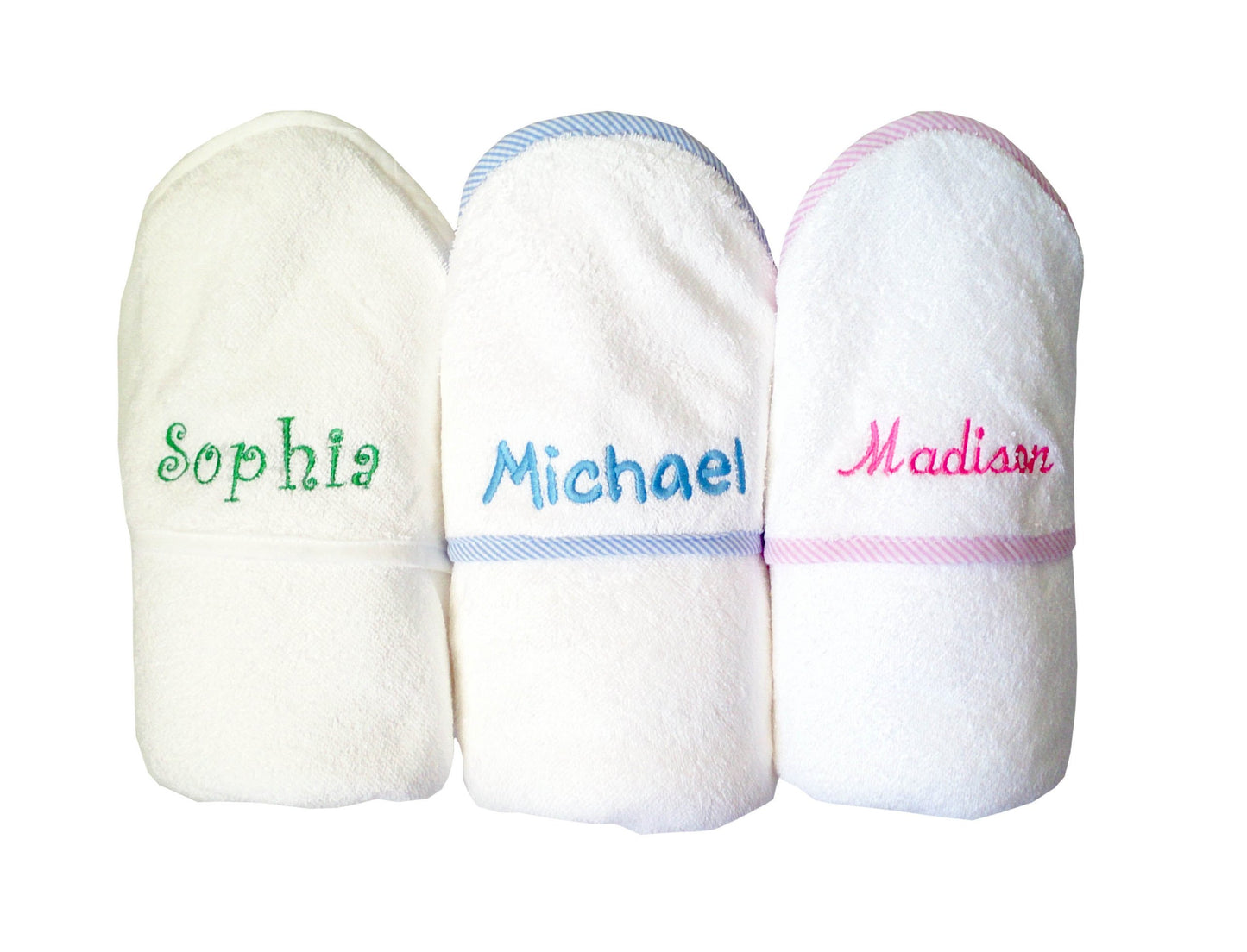Fastasticdeal Custom Personalized Embroidered Cotton White W/Blue Bath Baby Hooded Towel